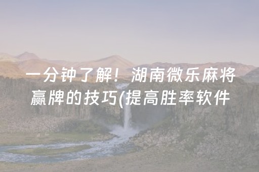 一分钟了解！湖南微乐麻将赢牌的技巧(提高胜率软件)
