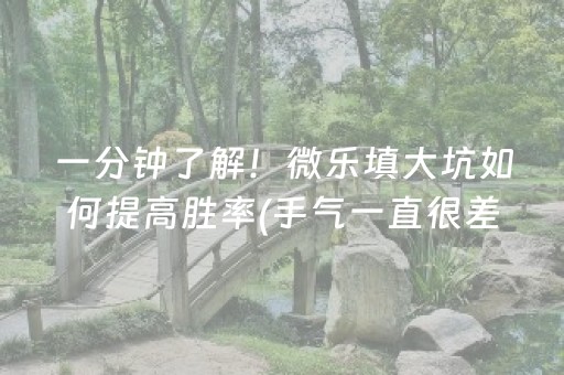 一分钟了解！微乐填大坑如何提高胜率(手气一直很差)