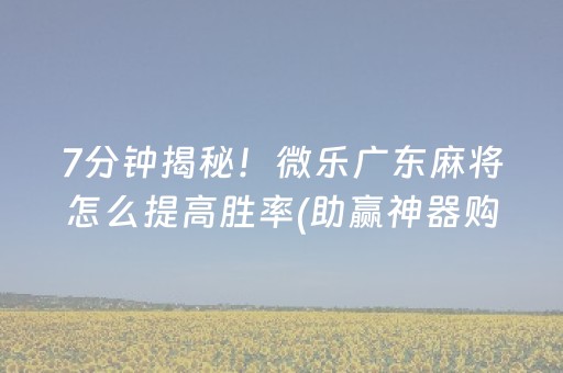 7分钟揭秘！微乐广东麻将怎么提高胜率(助赢神器购买)