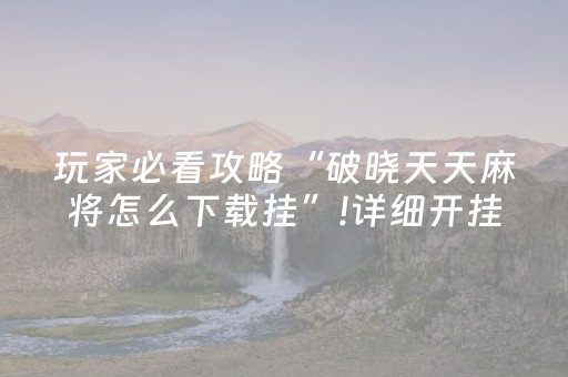 玩家必看攻略“破晓天天麻将怎么下载挂”!详细开挂教程-抖音