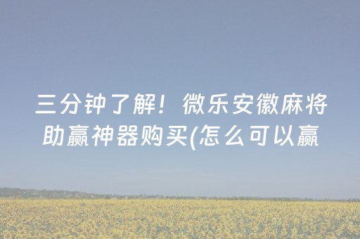 三分钟了解！微乐安徽麻将助赢神器购买(怎么可以赢)