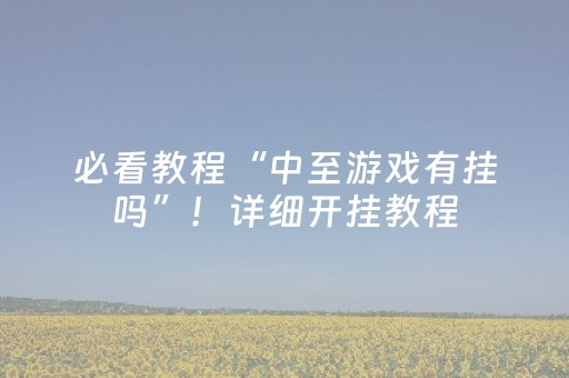 必看教程“中至游戏有挂吗”！详细开挂教程（确实真的有挂)-抖音