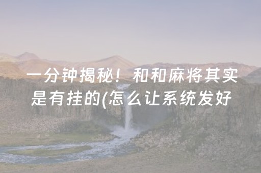 一分钟揭秘！和和麻将其实是有挂的(怎么让系统发好牌)