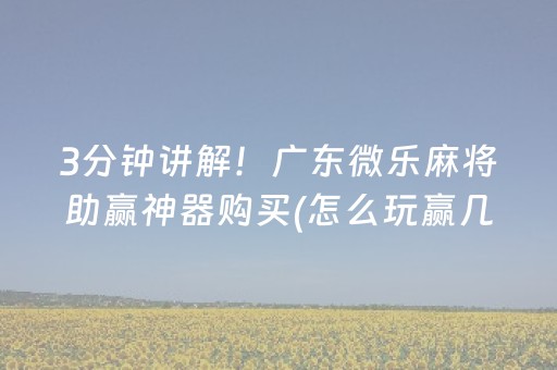 3分钟讲解！广东微乐麻将助赢神器购买(怎么玩赢几率大)