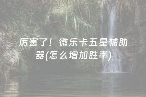厉害了！微乐卡五星辅助器(怎么增加胜率)