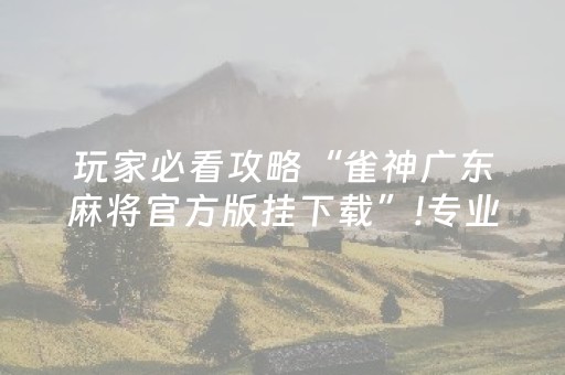 玩家必看攻略“雀神广东麻将官方版挂下载”!专业师傅带你一起了解（详细教程）-抖音