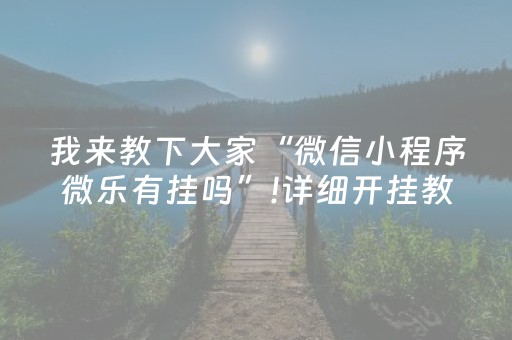 我来教下大家“微信小程序微乐有挂吗”!详细开挂教程-抖音