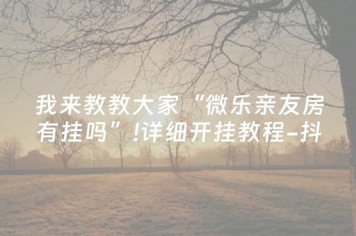 我来教教大家“微乐亲友房有挂吗”!详细开挂教程-抖音