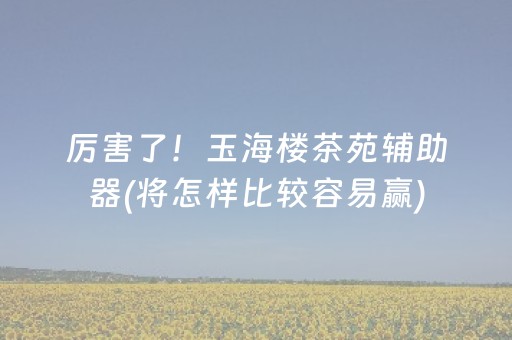 厉害了！玉海楼茶苑辅助器(将怎样比较容易赢)