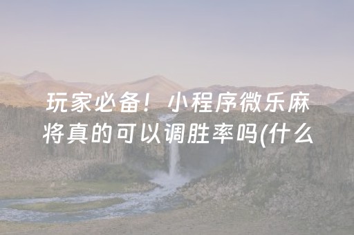 玩家必备！小程序微乐麻将真的可以调胜率吗(什么软件可以赢)