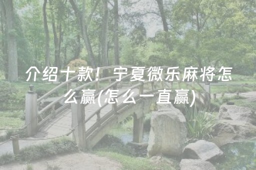 介绍十款！宁夏微乐麻将怎么赢(怎么一直赢)