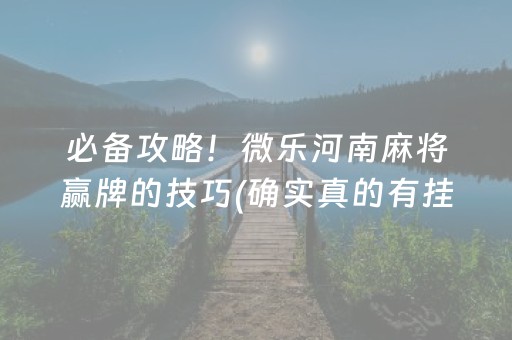 必备攻略！微乐河南麻将赢牌的技巧(确实真的有挂)
