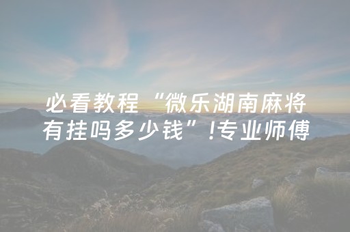 必看教程“微乐湖南麻将有挂吗多少钱”!专业师傅带你一起了解（详细教程）-抖音