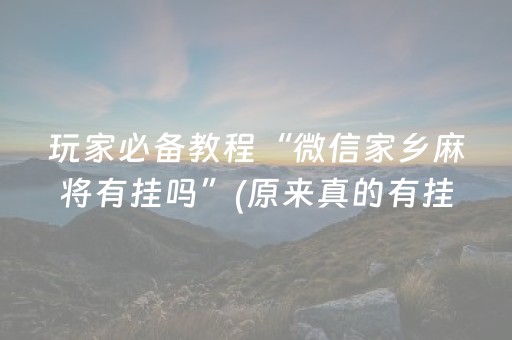 玩家必备教程“微信家乡麻将有挂吗”(原来真的有挂)-抖音