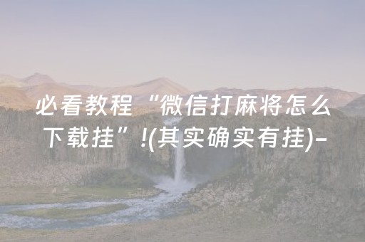 必看教程“微信打麻将怎么下载挂”!(其实确实有挂)-抖音