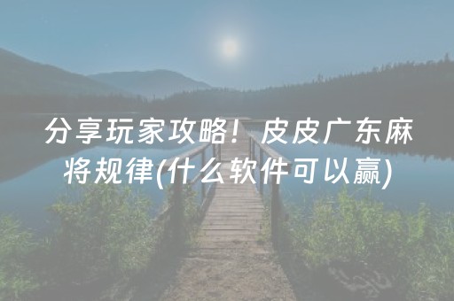 分享玩家攻略！皮皮广东麻将规律(什么软件可以赢)