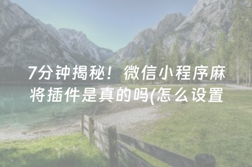 7分钟揭秘！微信小程序麻将插件是真的吗(怎么设置胡牌)