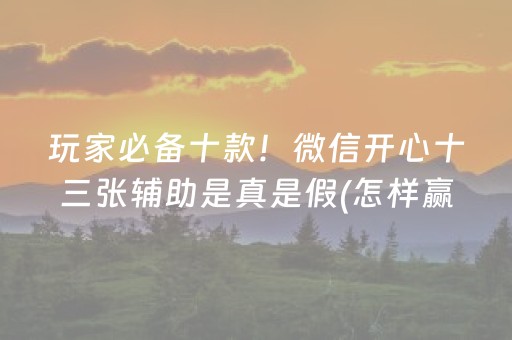 玩家必备十款！微信开心十三张辅助是真是假(怎样赢的几率大)
