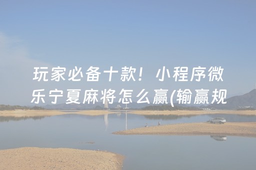 玩家必备十款！小程序微乐宁夏麻将怎么赢(输赢规律技巧)