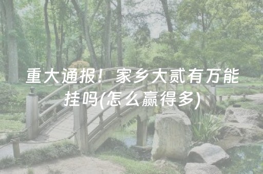 重大通报！家乡大贰有万能挂吗(怎么赢得多)