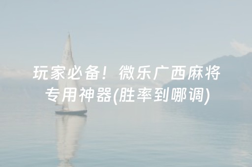 玩家必备！微乐广西麻将专用神器(胜率到哪调)