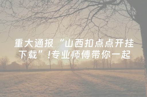 重大通报“山西扣点点开挂下载”!专业师傅带你一起了解（详细教程）-抖音