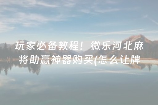 玩家必备教程！微乐河北麻将助赢神器购买(怎么让牌变好)