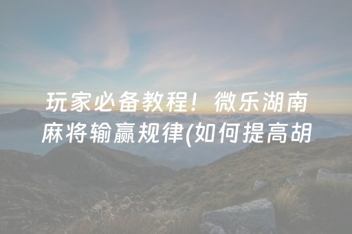 玩家必备教程！微乐湖南麻将输赢规律(如何提高胡牌率)