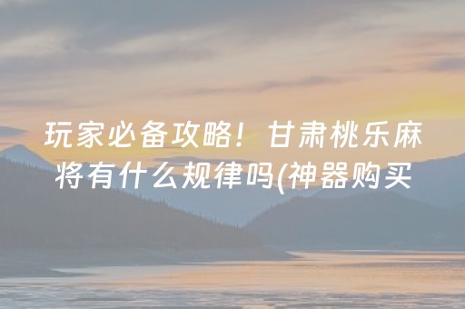 玩家必备攻略！甘肃桃乐麻将有什么规律吗(神器购买好牌规律)