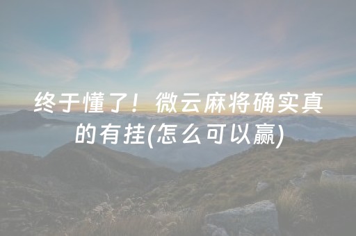 终于懂了！微云麻将确实真的有挂(怎么可以赢)