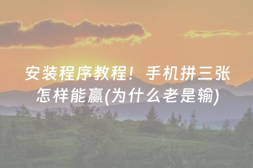 安装程序教程！手机拼三张怎样能赢(为什么老是输)