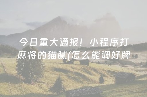 今日重大通报！小程序打麻将的猫腻(怎么能调好牌)