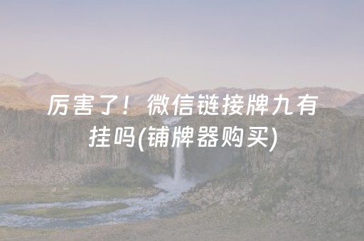 厉害了！微信链接牌九有挂吗(铺牌器购买)