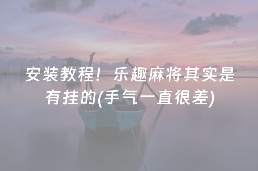 安装教程！乐趣麻将其实是有挂的(手气一直很差)