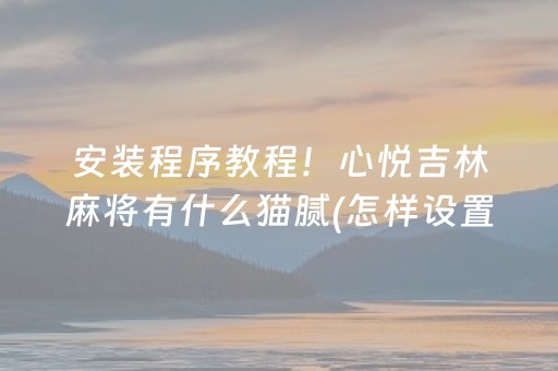 安装程序教程！心悦吉林麻将有什么猫腻(怎样设置好牌)