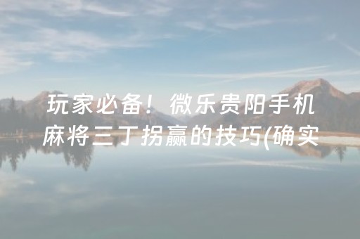 玩家必备！微乐贵阳手机麻将三丁拐赢的技巧(确实是有挂)