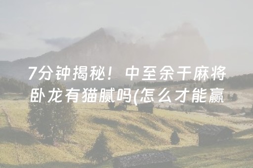 7分钟揭秘！中至余干麻将卧龙有猫腻吗(怎么才能赢得多)