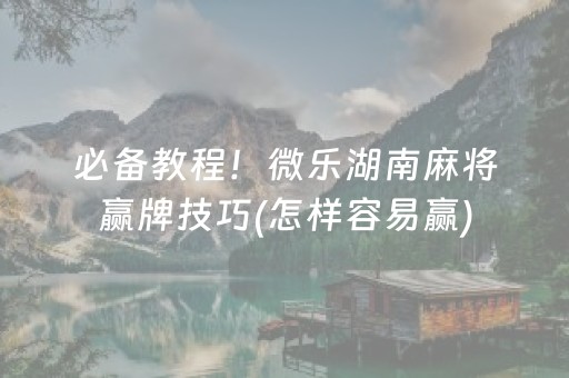 必备教程！微乐湖南麻将赢牌技巧(怎样容易赢)