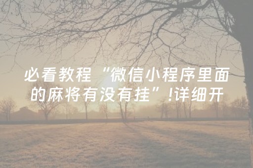 必看教程“微信小程序里面的麻将有没有挂”!详细开挂教程-抖音