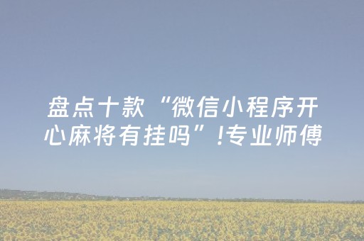 盘点十款“微信小程序开心麻将有挂吗”!专业师傅带你一起了解（详细教程）-抖音