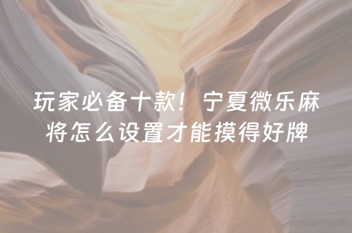 玩家必备十款！宁夏微乐麻将怎么设置才能摸得好牌(赢的技巧提高胜率)