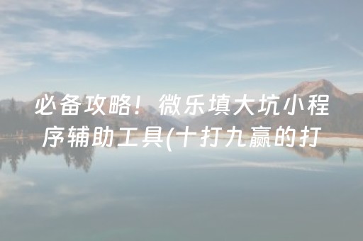必备攻略！微乐填大坑小程序辅助工具(十打九赢的打法)