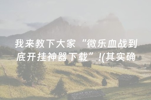 我来教下大家“微乐血战到底开挂神器下载”!(其实确实有挂)-抖音