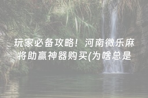 玩家必备攻略！河南微乐麻将助赢神器购买(为啥总是输)