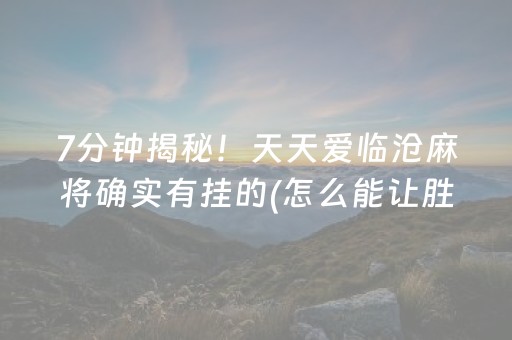 7分钟揭秘！天天爱临沧麻将确实有挂的(怎么能让胜率高)