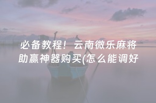 必备教程！云南微乐麻将助赢神器购买(怎么能调好牌)
