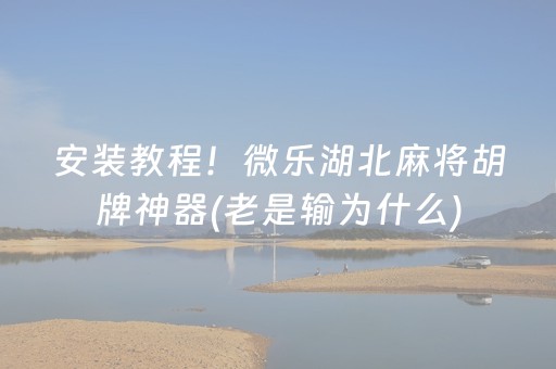 安装教程！微乐湖北麻将胡牌神器(老是输为什么)