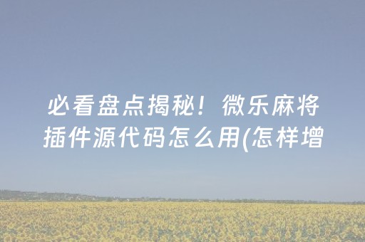 必看盘点揭秘！微乐麻将插件源代码怎么用(怎样增加胜率)