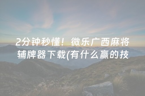 必看教程“微乐安徽麻将跑得快有挂吗（助赢神器通用版）