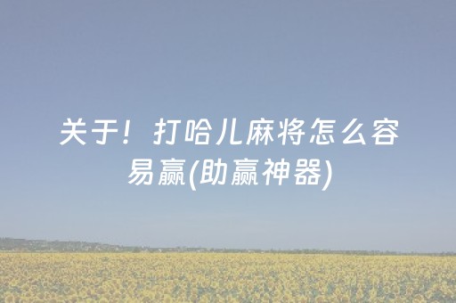关于！打哈儿麻将怎么容易赢(助赢神器)